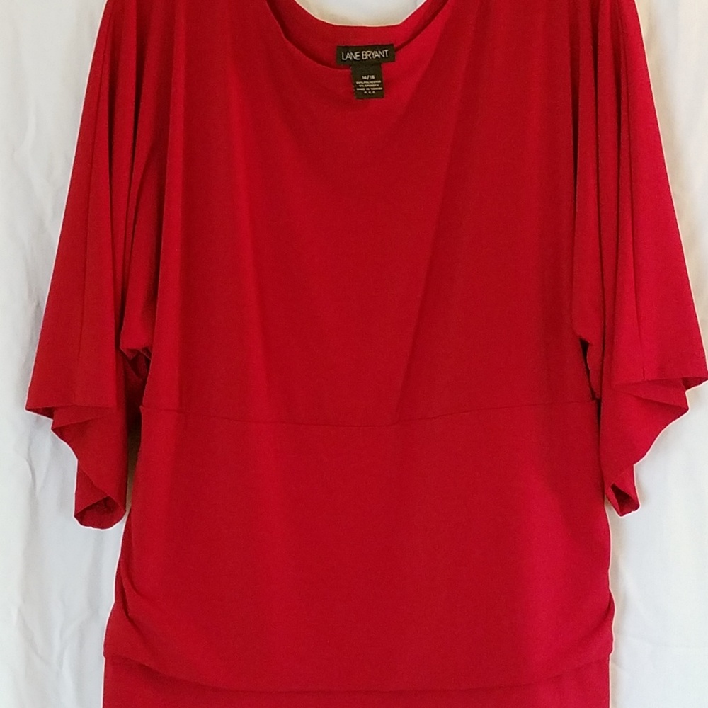 Lane bryant sexy red kimono sleeve band top 14/16
